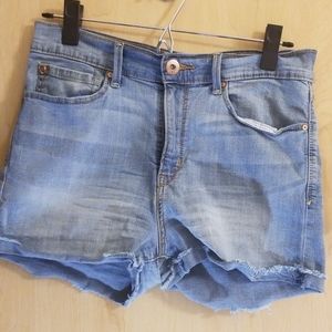 Light wash high rise shorts